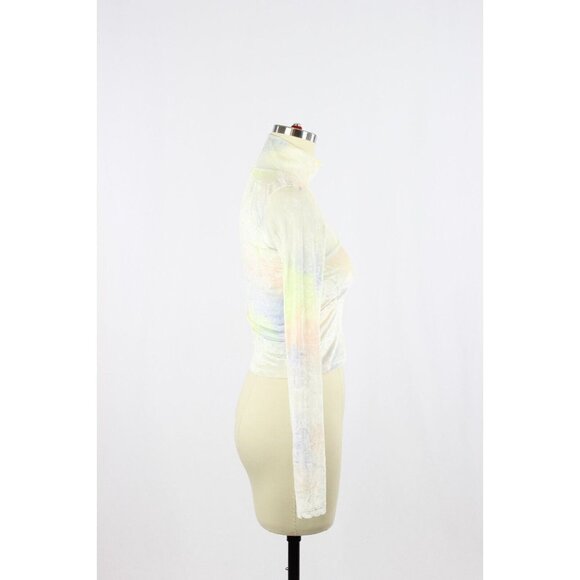 Aritzia WILFRED FREE Moon Pastel Tie Dye Velvet Cropped Turtleneck Top, Size XS - Picture 3 of 15